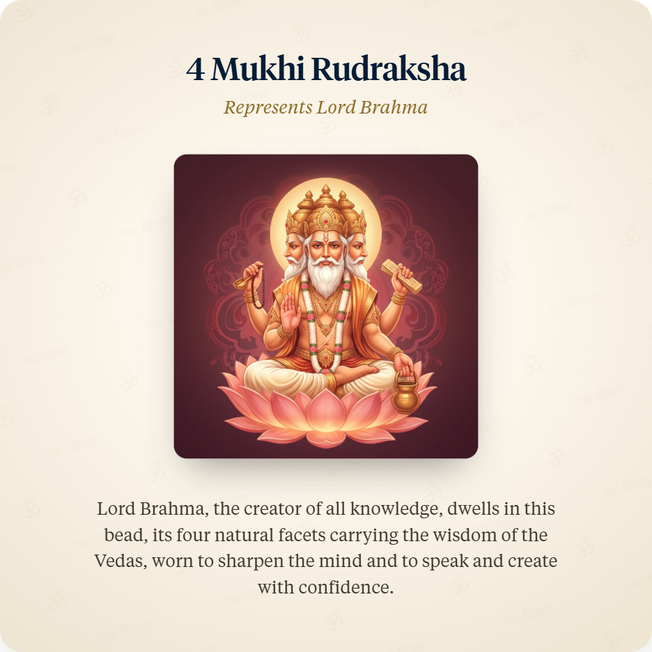 Red Thread 4 Mukhi Rudraksha represents Lord Brahma
