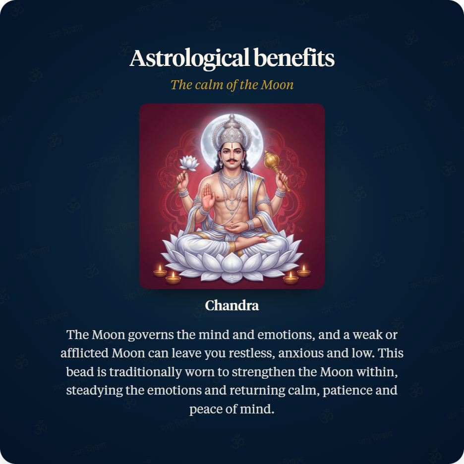 Red Thread astrological benefits of 2 Mukhi Rudraksha, the Moon