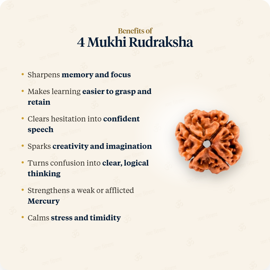 Red Thread benefits of 4 Mukhi Rudraksha