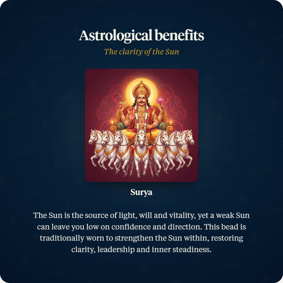 Red Thread astrological benefits of 1 Mukhi Rudraksha, the Sun