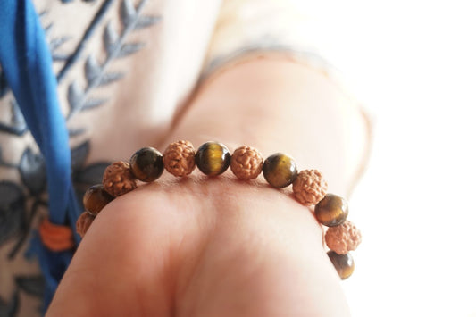 Rudraksha & Moonstone Bracelet
