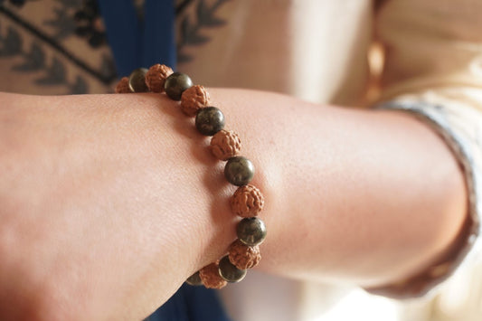 Rudraksha & Pyrite Bracelet