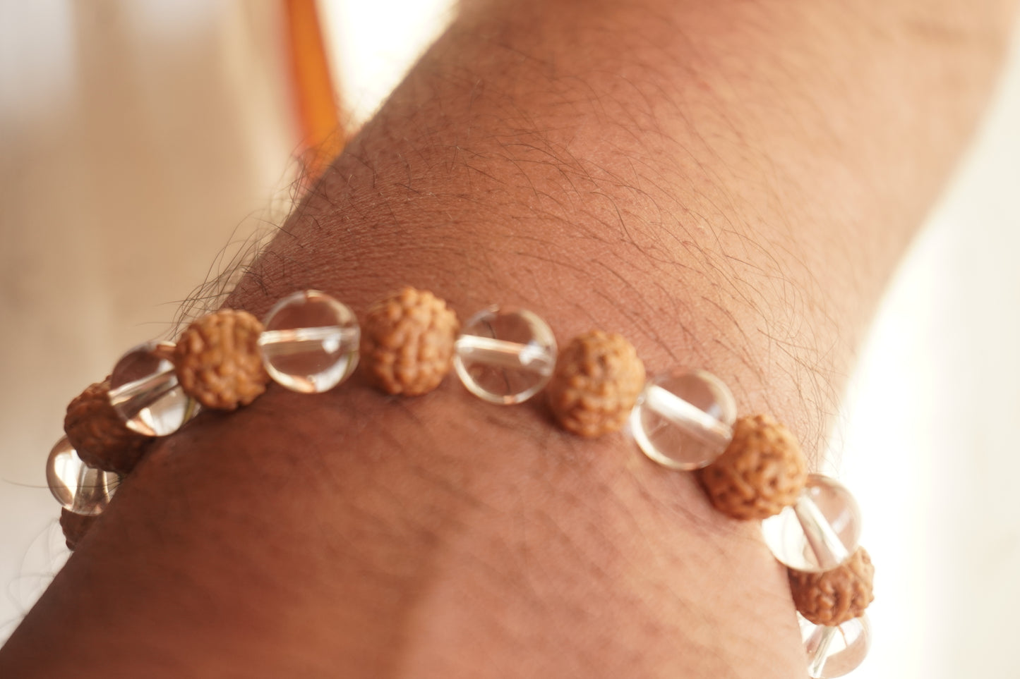Rudraksha and Sphatik Bracelet, close-up of beads