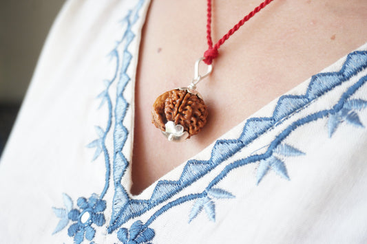 6 Mukhi Rudraksha Silver Pendant