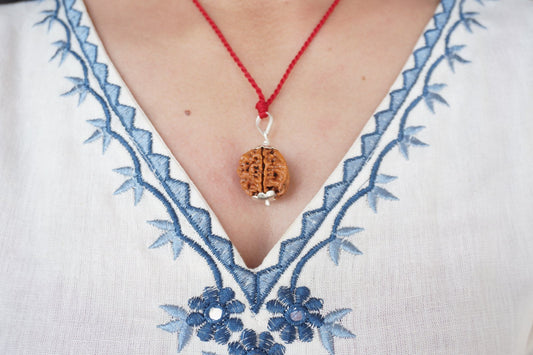 7 Mukhi Rudraksha Silver Pendant