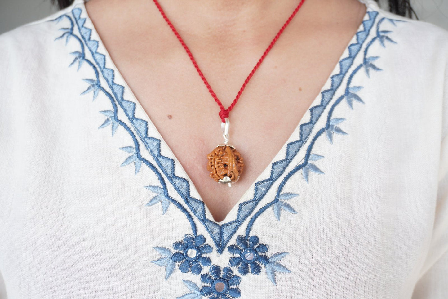 8 Mukhi Rudraksha Silver Pendant