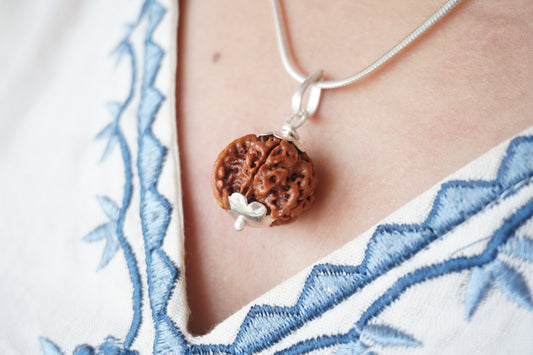 10 Mukhi Rudraksha Silver Pendant